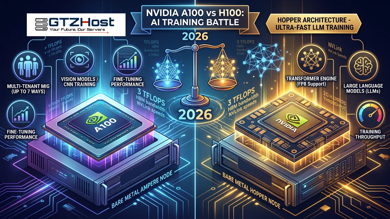 NVIDIA H100 vs A100 AI Training Comparison